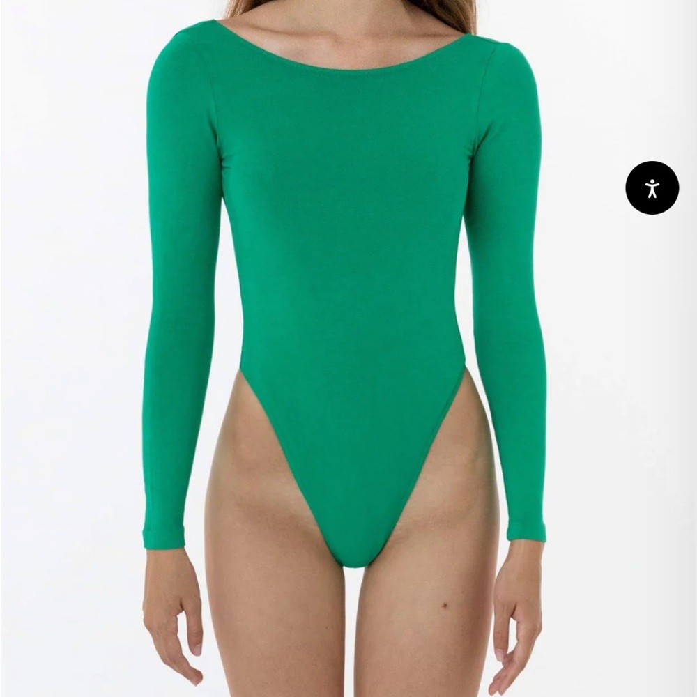 GREEN LOS ANGELES APPAREL BODYSUIT (second pic for back reference)